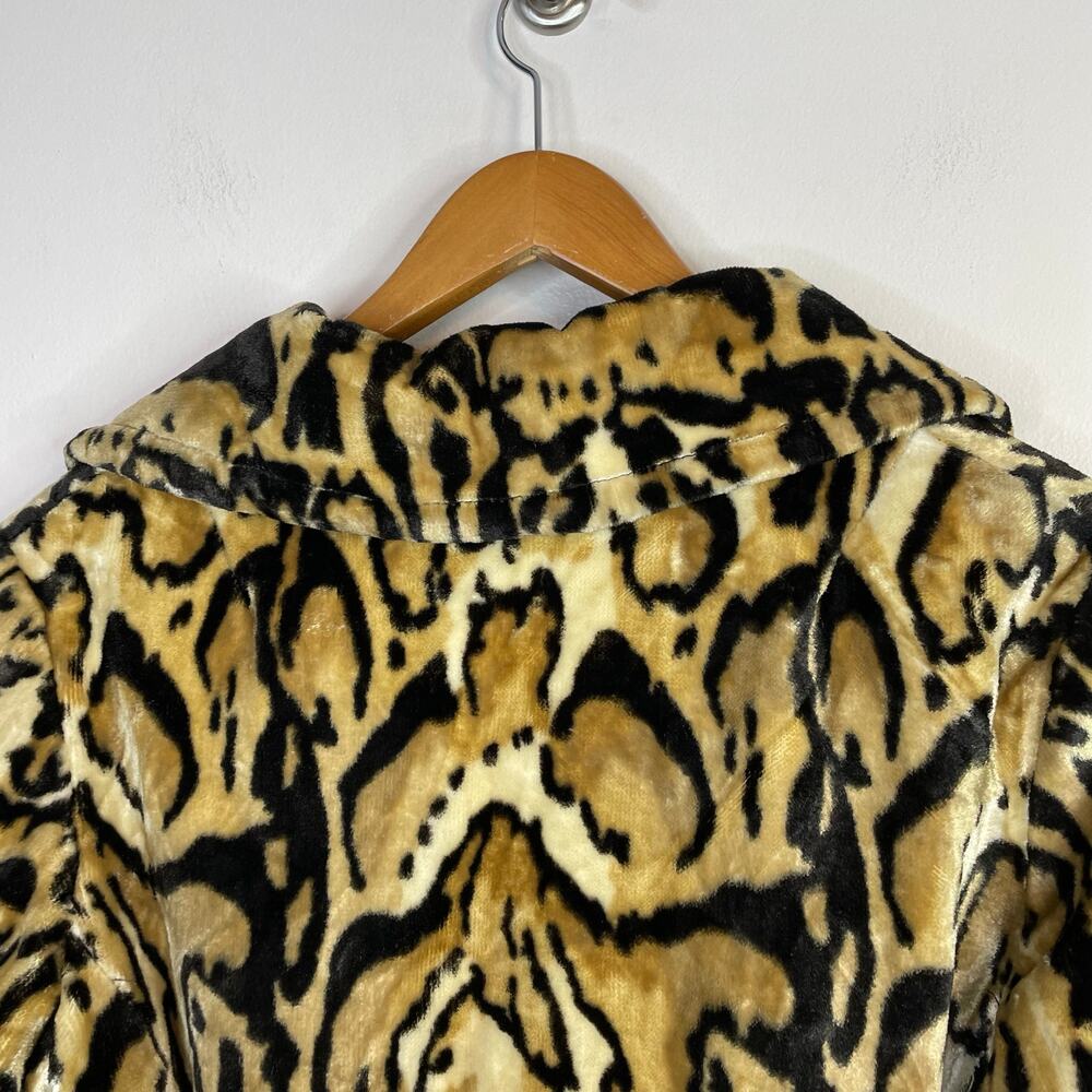 Vintage 60s 70s Glenbrooke Mod Velvet Faux Fur Leopard Ocelot Belted Jacket Coat - Picture 12 of 16